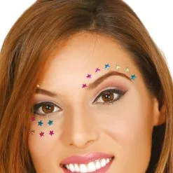 Guirca ADHESIVE COLORED STARS FACE JEWELLERY