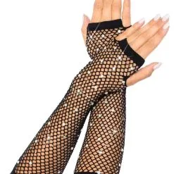 LEG AVENUE Rhinestone Fishnet Arm Warmers Gloves