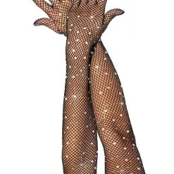 LEG AVENUE Rhinestone Fishnet Gloves
