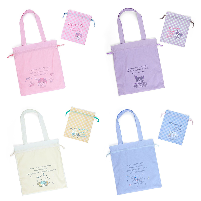 Sanrio Characters Tote And Drawstring Bag Set 1 Sanrio Characters Tote And Drawstring Bag Set