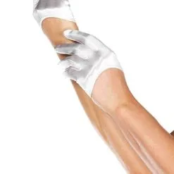 LEG AVENUE White Mini Cropped Satin Gloves